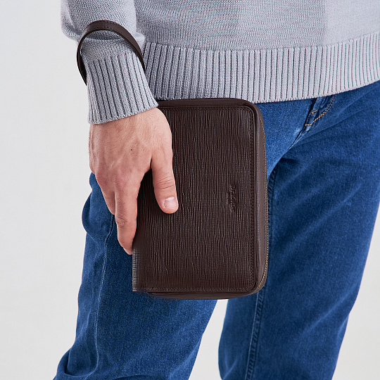 Сумка барсетка из натуральной кожи Dr. Koffer коричневая