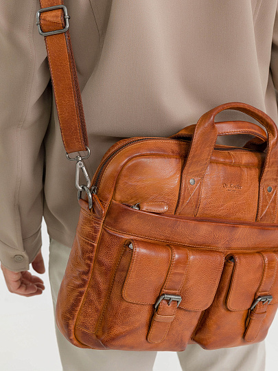 Деловая сумка Dr.Koffer из натуральной кожи коричневая