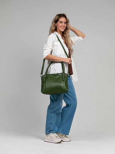 Женская сумка Dr.Koffer из натуральной кожи зеленая