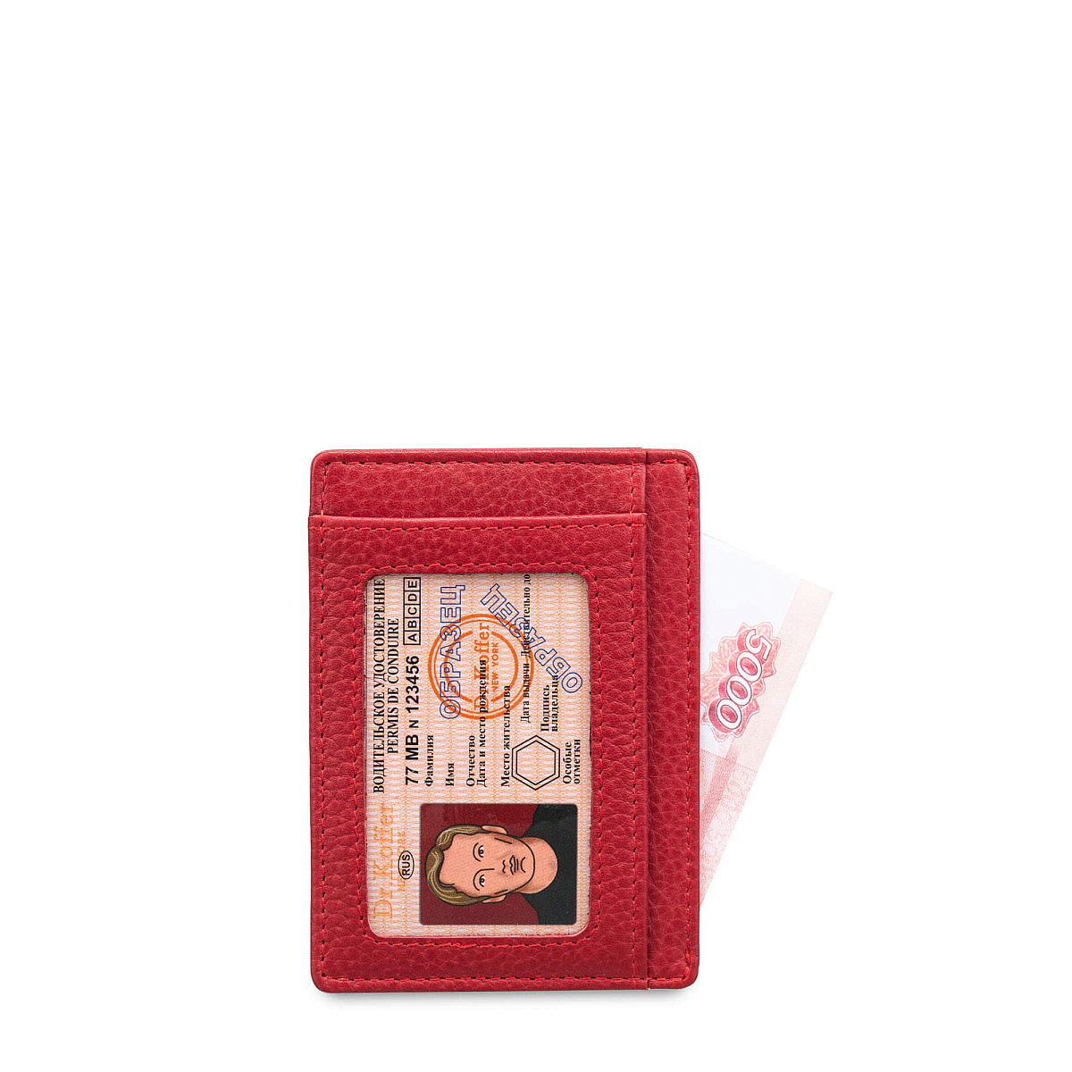 Кредитница Dr.Koffer из натуральной кожи красная