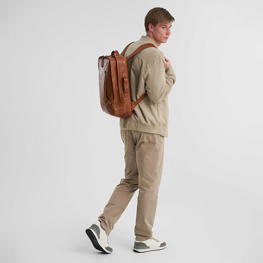 Рюкзак Dr.Koffer из натуральной кожи светло-коричневый