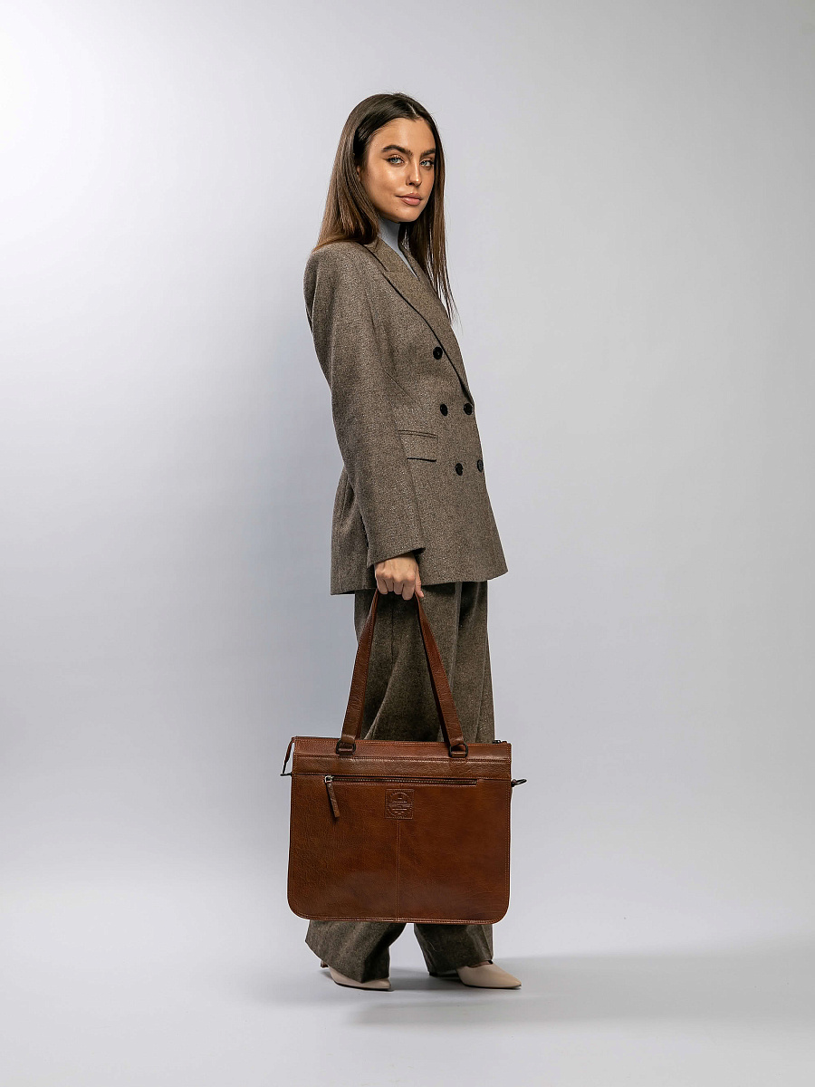 Женская сумка Dr.Koffer из натуральной кожи коричневая