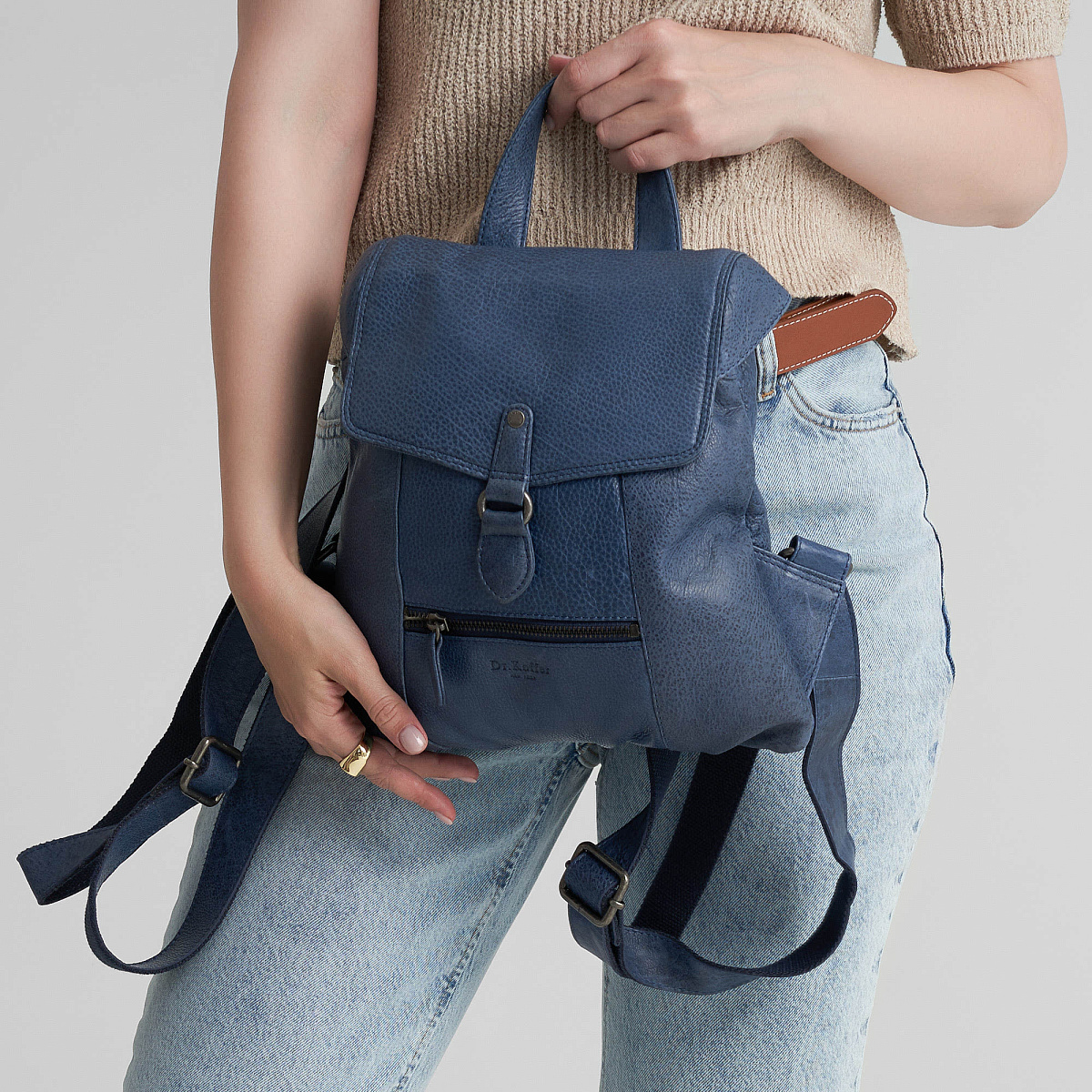 Рюкзак Dr.Koffer из натуральной кожи синий