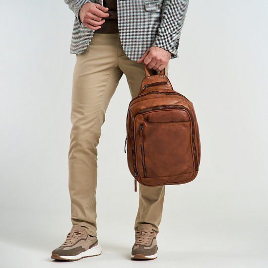 Рюкзак Dr.Koffer из натуральной кожи светло-коричневый