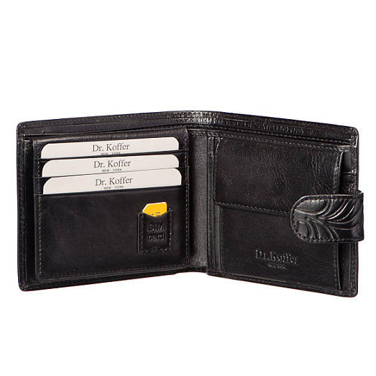 Портмоне Dr.Koffer из натуральной кожи черное