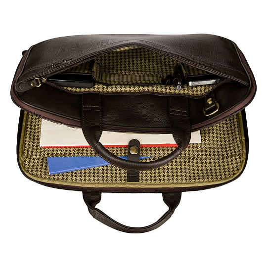 Деловая сумка Dr.Koffer из натуральной кожи темно-коричневая