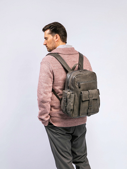 Рюкзак Dr. Koffer из натуральной кожи серый