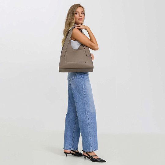 Женская сумка Dr. Koffer из натуральной кожи бежевая