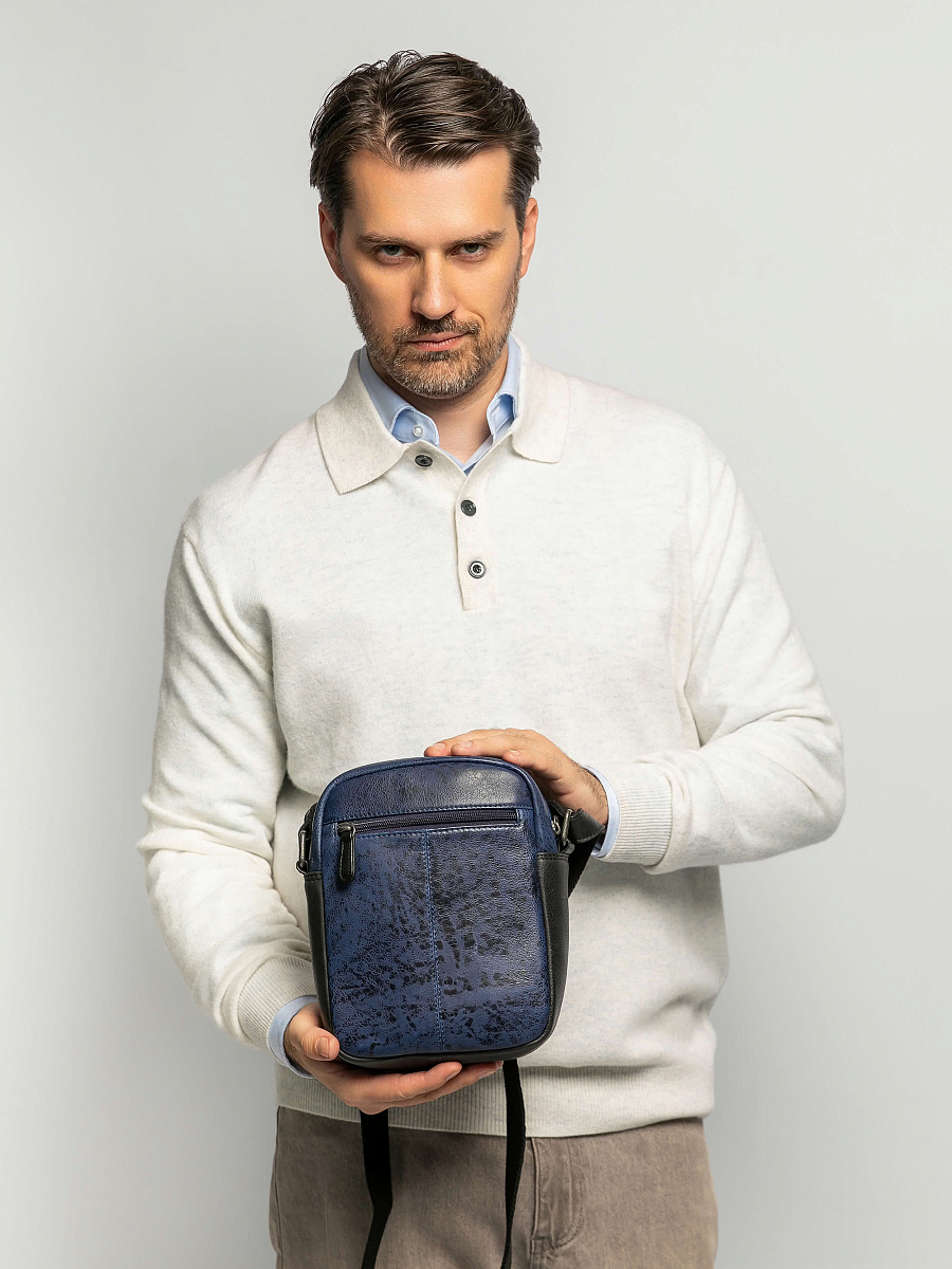 Сумка через плечо Dr.Koffer из натуральной кожи синяя