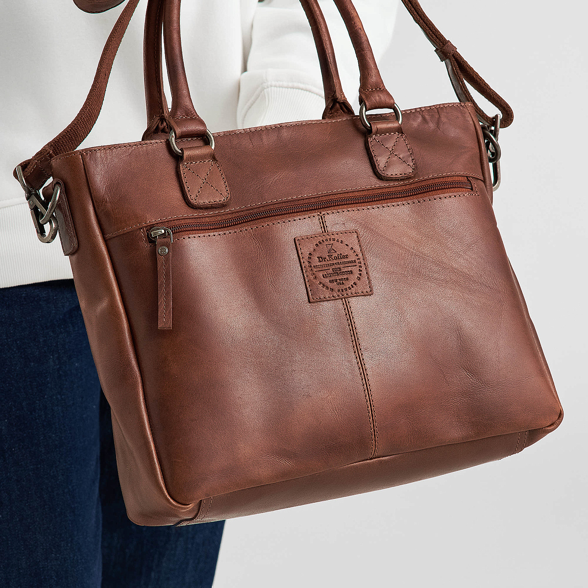 Деловая сумка Dr.Koffer из натуральной кожи коричневая