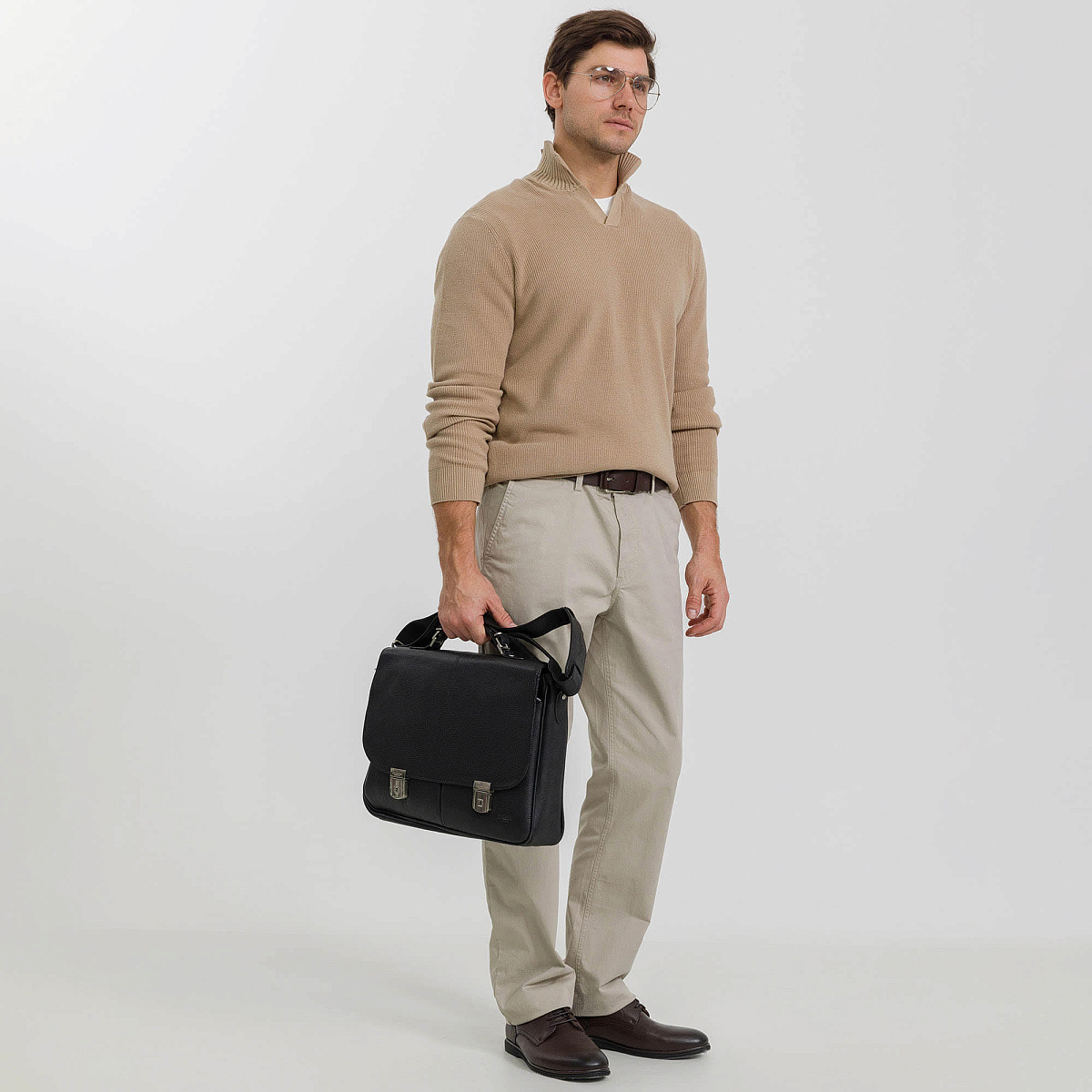 Портфель Dr.Koffer из натуральной кожи черный