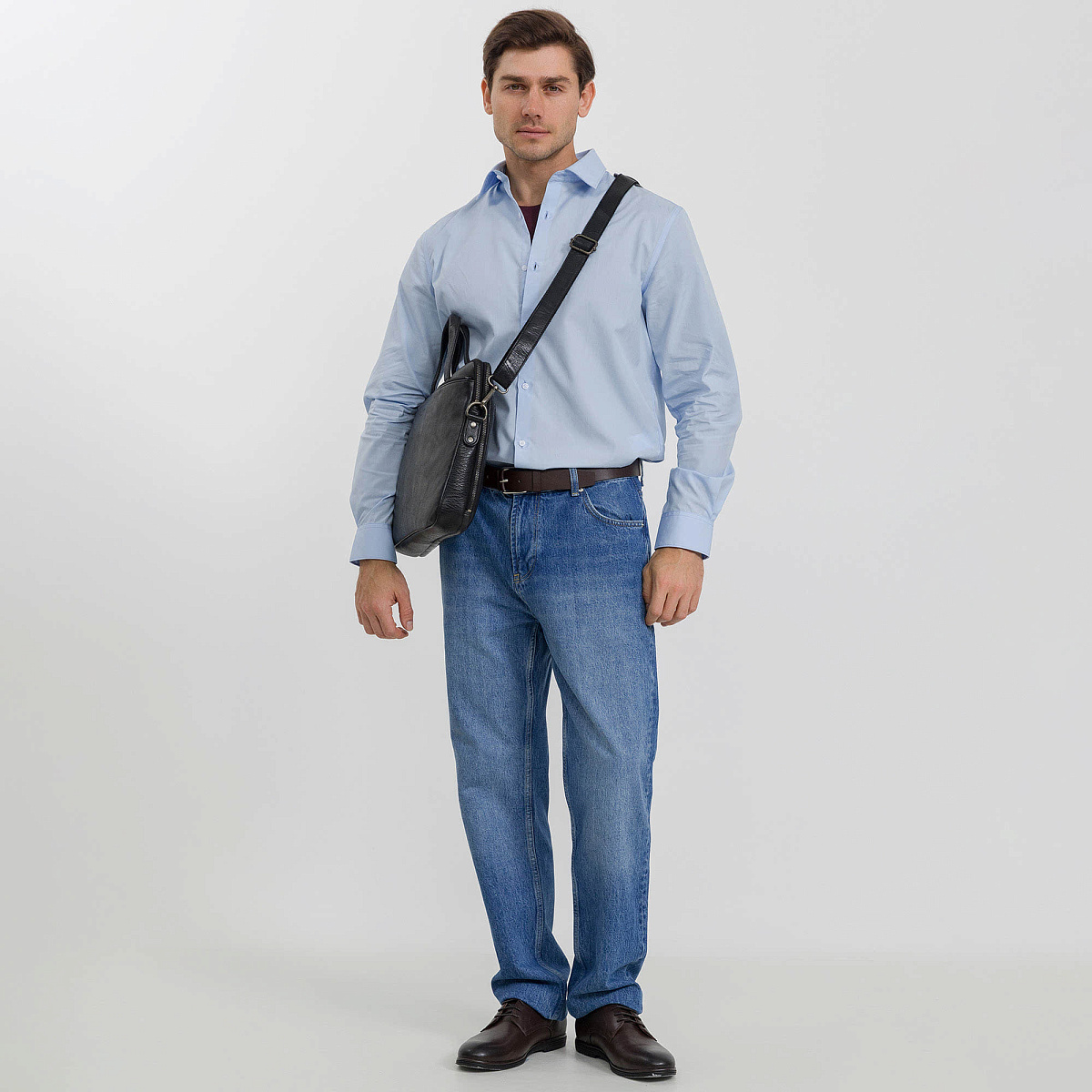 Деловая сумка Dr.Koffer из натуральной кожи черная