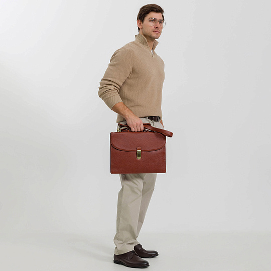 Портфель Dr.Koffer из натуральной кожи светло-коричневый