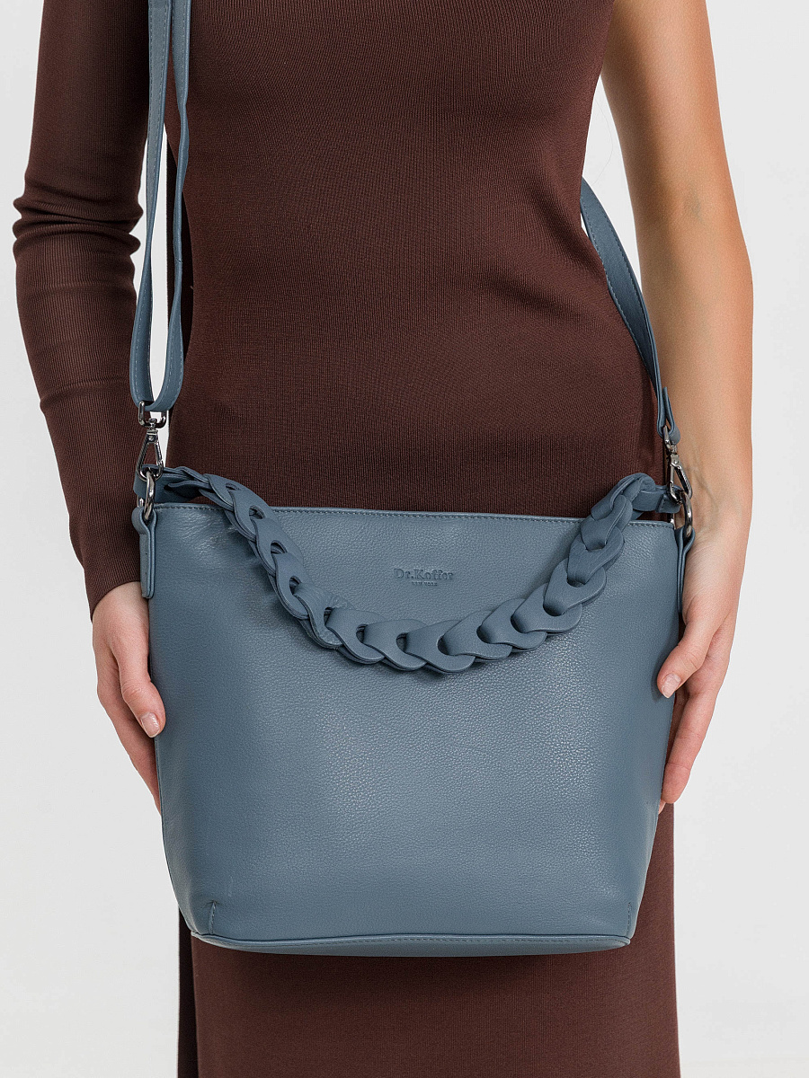 Женская сумка Dr.Koffer из натуральной кожи голубая