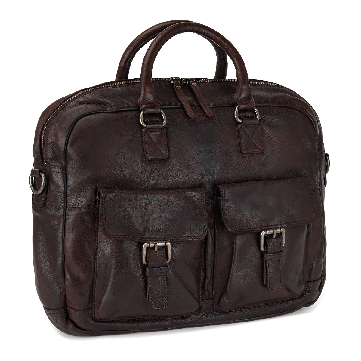 Деловая сумка Dr.Koffer из натуральной кожи темно-коричневая