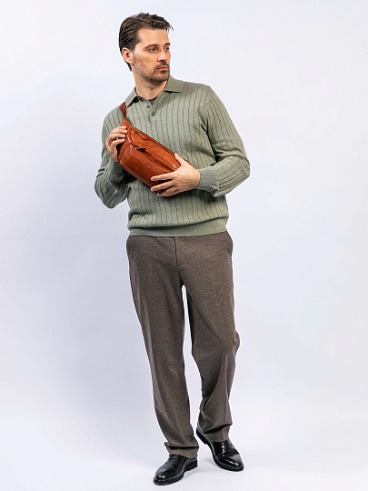 Сумка на пояс Dr. Koffer из натуральной кожи коричневая