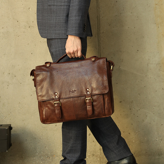 Портфель Dr.Koffer из натуральной кожи темно-коричневый