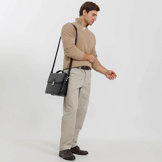 Портфель Dr.Koffer из натуральной кожи черный