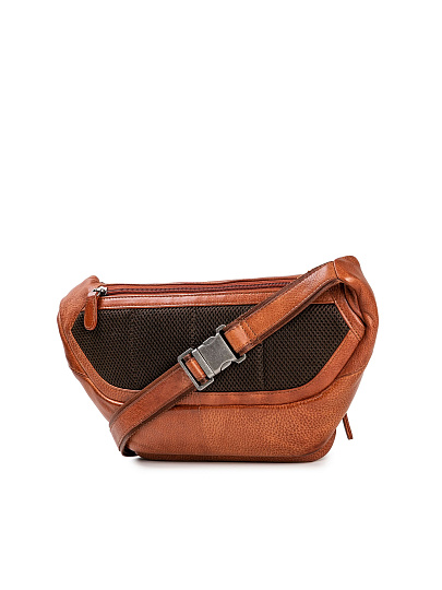 Сумка на пояс Dr. Koffer из натуральной кожи коричневая