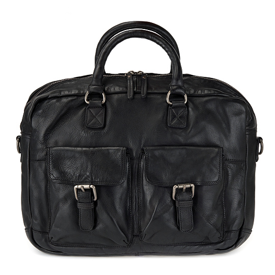 Деловая сумка Dr.Koffer из натуральной кожи черная