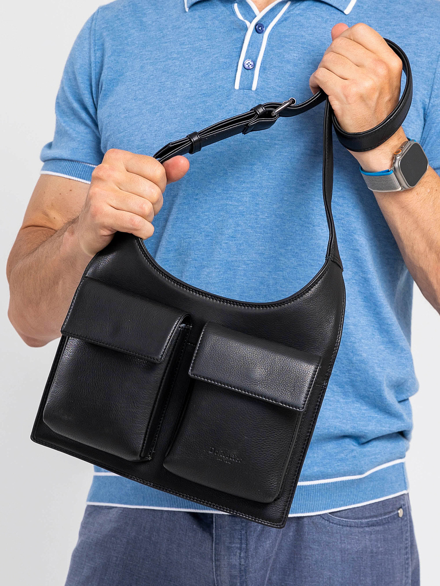 Сумка через плечо Dr.Koffer из натуральной кожи черная