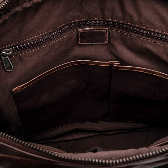 Деловая сумка Dr.Koffer из натуральной кожи темно-коричневая