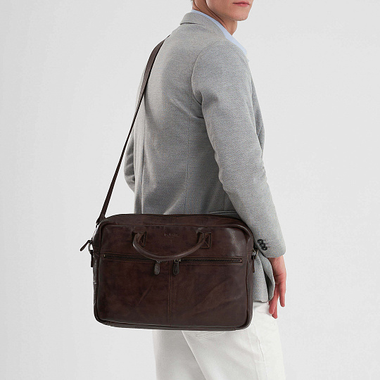 Деловая сумка Dr.Koffer из натуральной кожи темно-коричневая