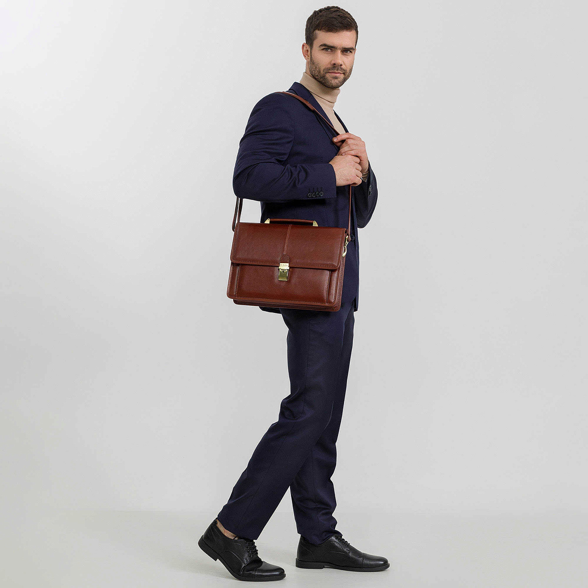 Портфель Dr.Koffer из натуральной кожи светло-коричневый