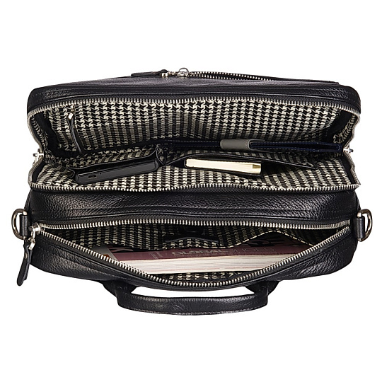 Деловая сумка Dr.Koffer из натуральной кожи черная