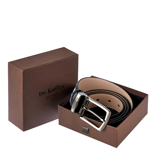 Ремень Dr. Koffer из натуральной кожи черный