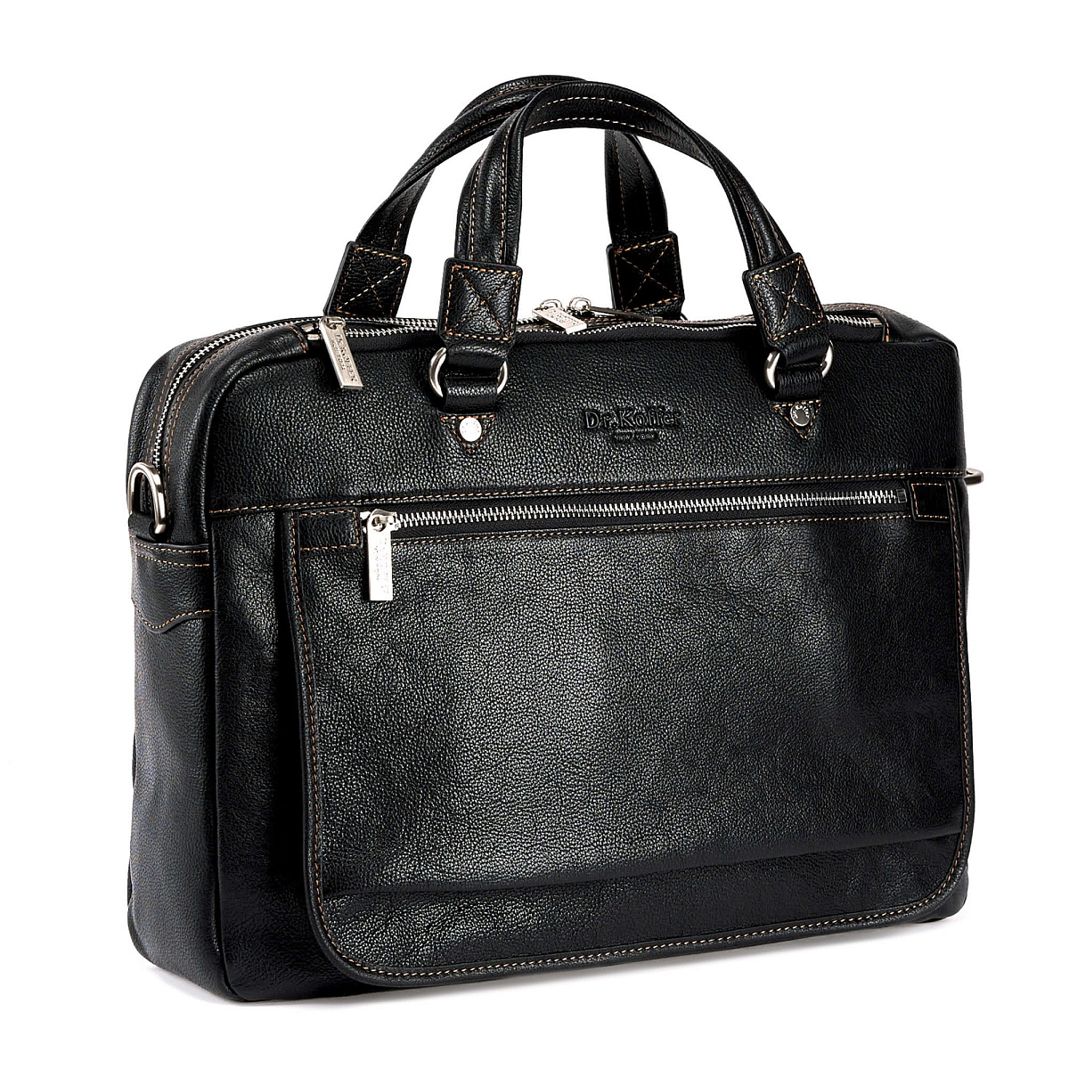 Деловая сумка Dr.Koffer из натуральной кожи черная