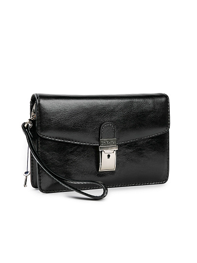 Сумка барсетка из натуральной кожи Dr. Koffer черная