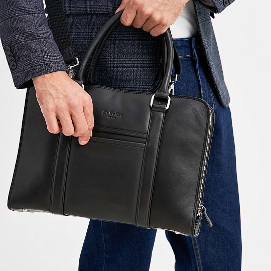 Деловая сумка Dr.Koffer из натуральной кожи черная