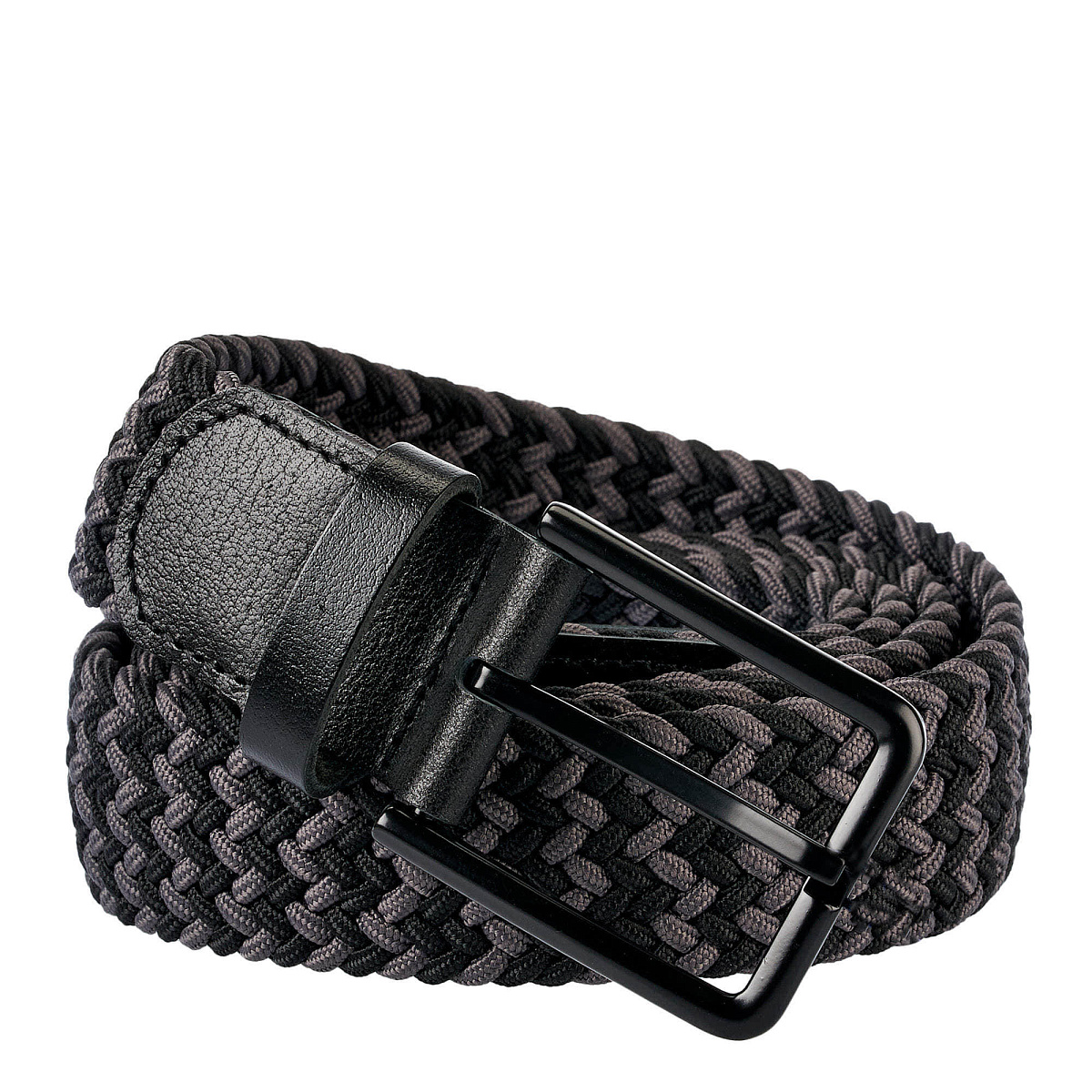 Ремень Dr.Koffer из натуральной кожи и текстиля черно-серый