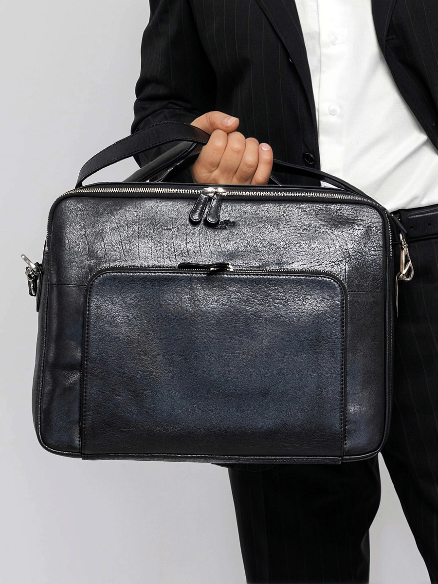 Деловая сумка Dr. Koffer из натуральной кожи черная
