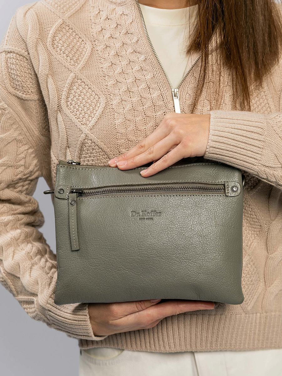 Сумка через плечо Dr.Koffer из натуральной кожи серая