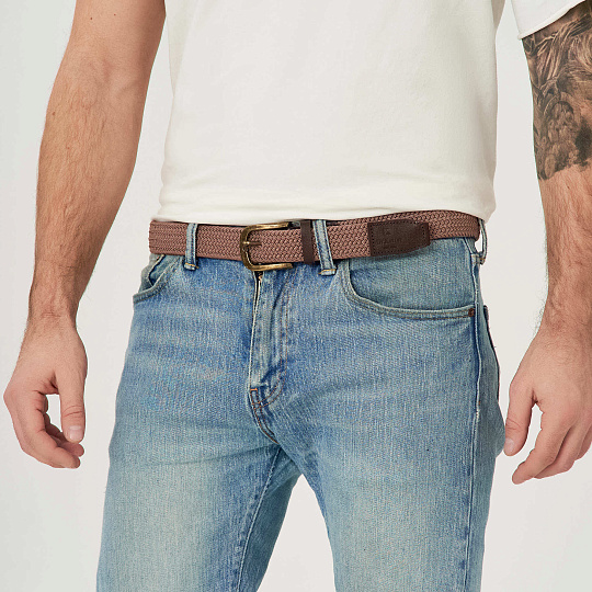 Ремень Dr.Koffer из натуральной кожи и текстиля коричневый