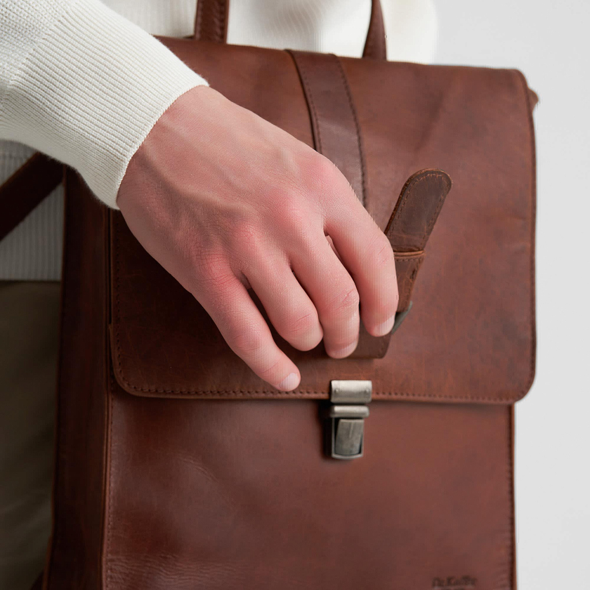 Рюкзак Dr.Koffer из натуральной кожи светло-коричневый