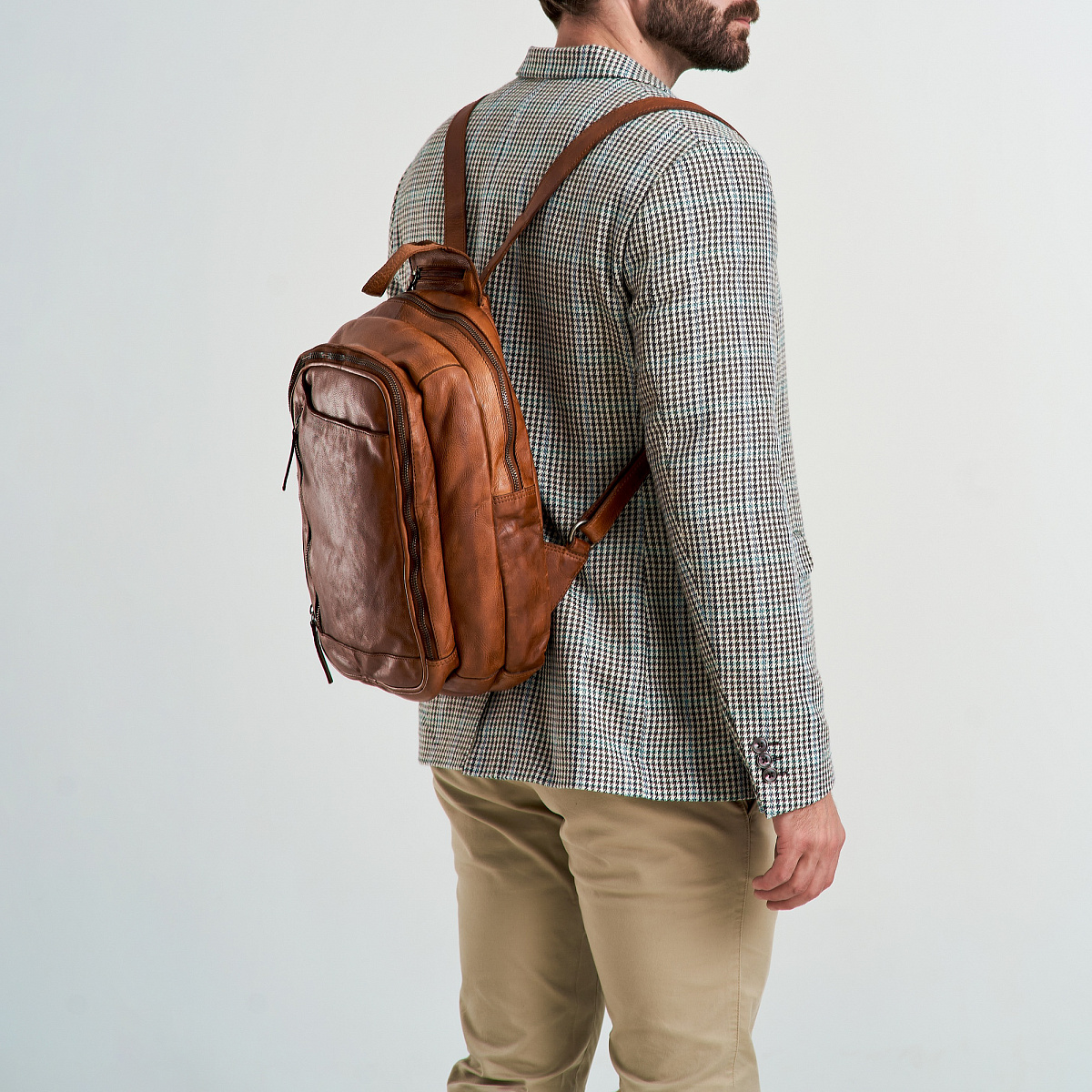 Рюкзак Dr.Koffer из натуральной кожи светло-коричневый