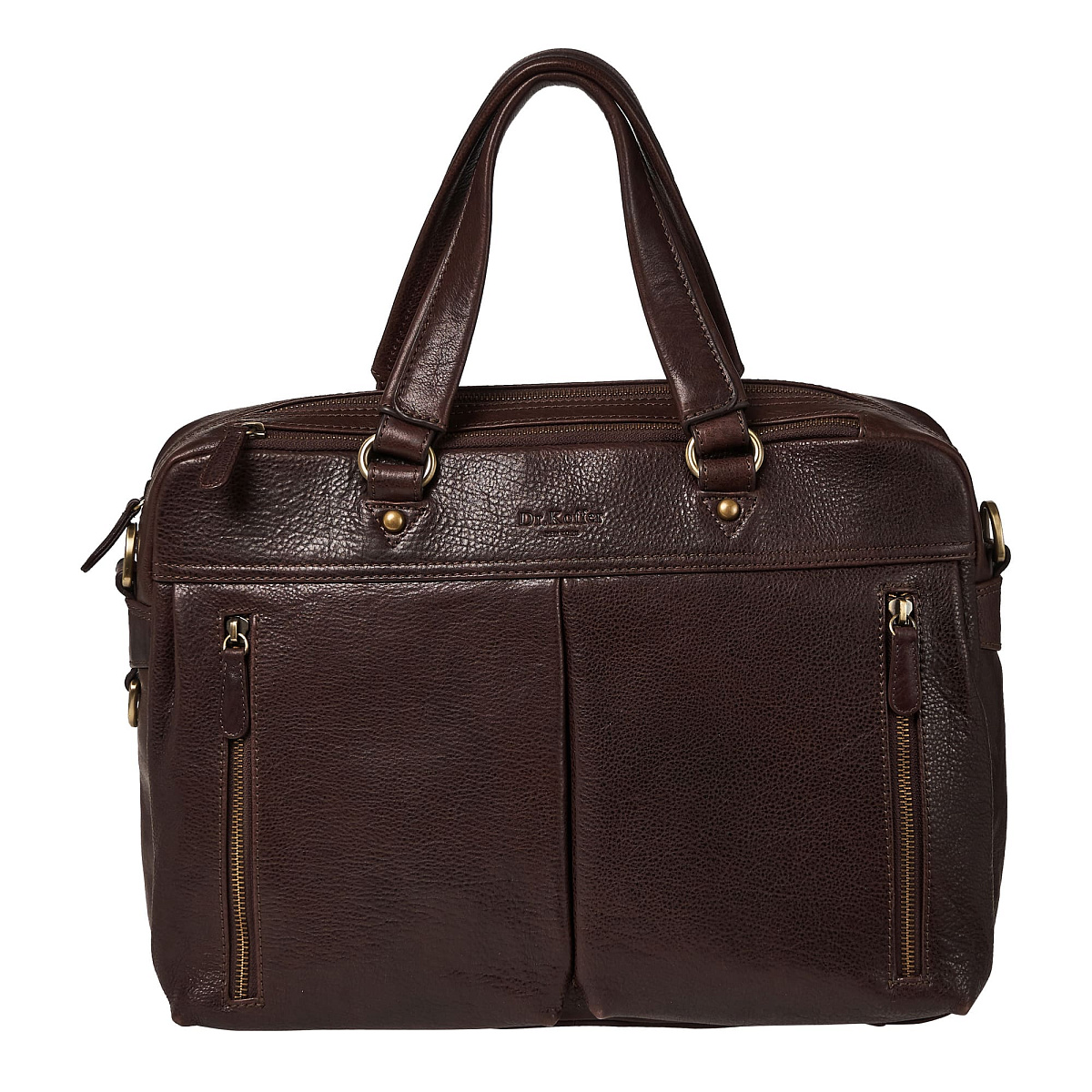 Деловая сумка Dr.Koffer из натуральной кожи темно-коричневая