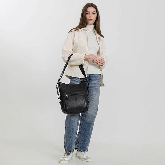 Сумка через плечо Dr.Koffer из натуральной кожи черная