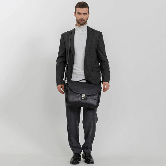 Портфель Dr.Koffer из натуральной кожи черный