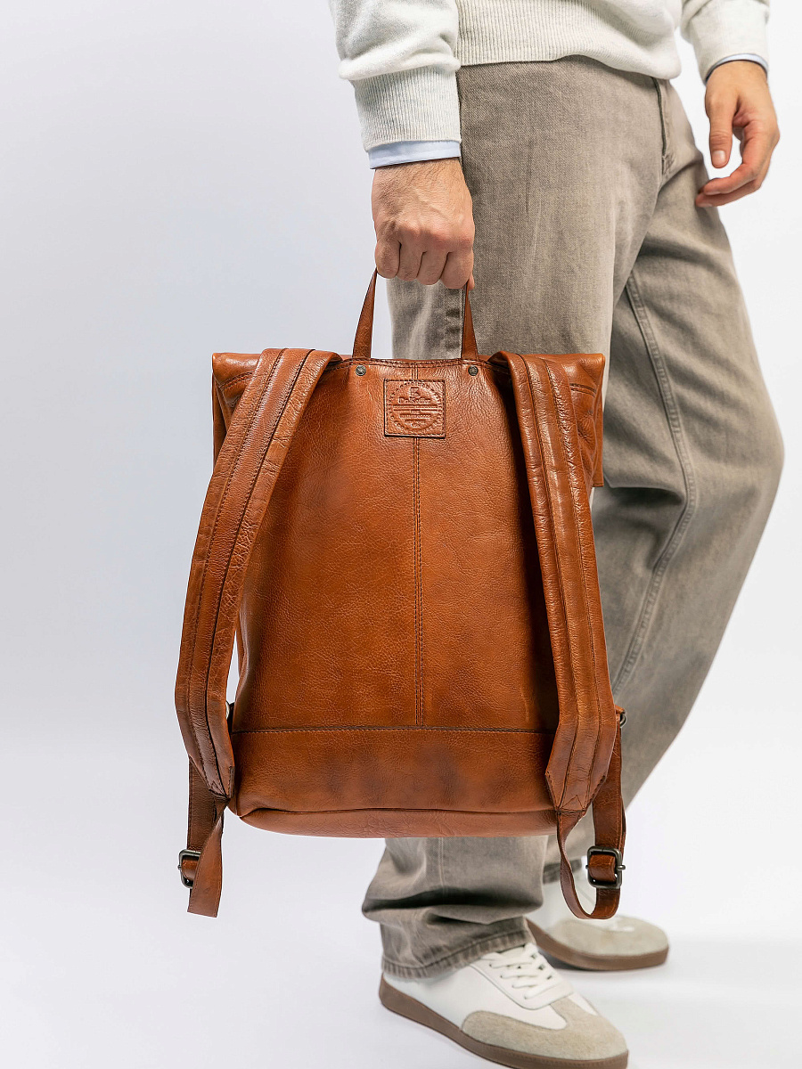 Рюкзак Dr.Koffer из натуральной кожи светло-коричневый