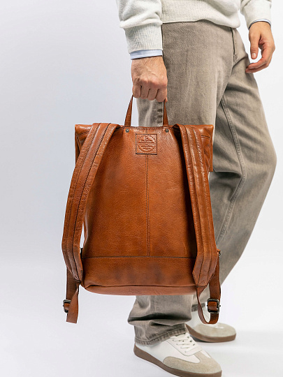 Рюкзак Dr.Koffer из натуральной кожи светло-коричневый