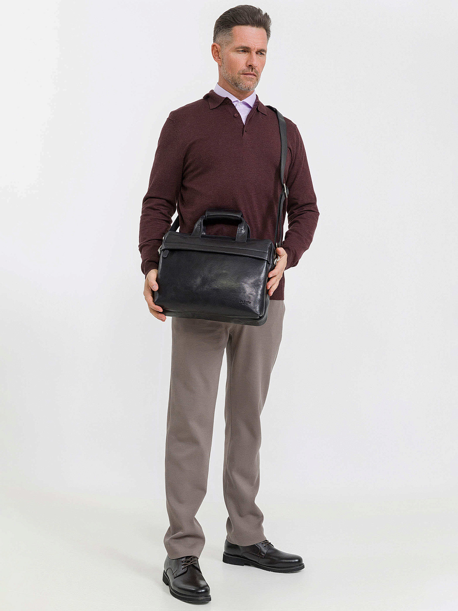 Деловая сумка Dr.Koffer из натуральной кожи черная