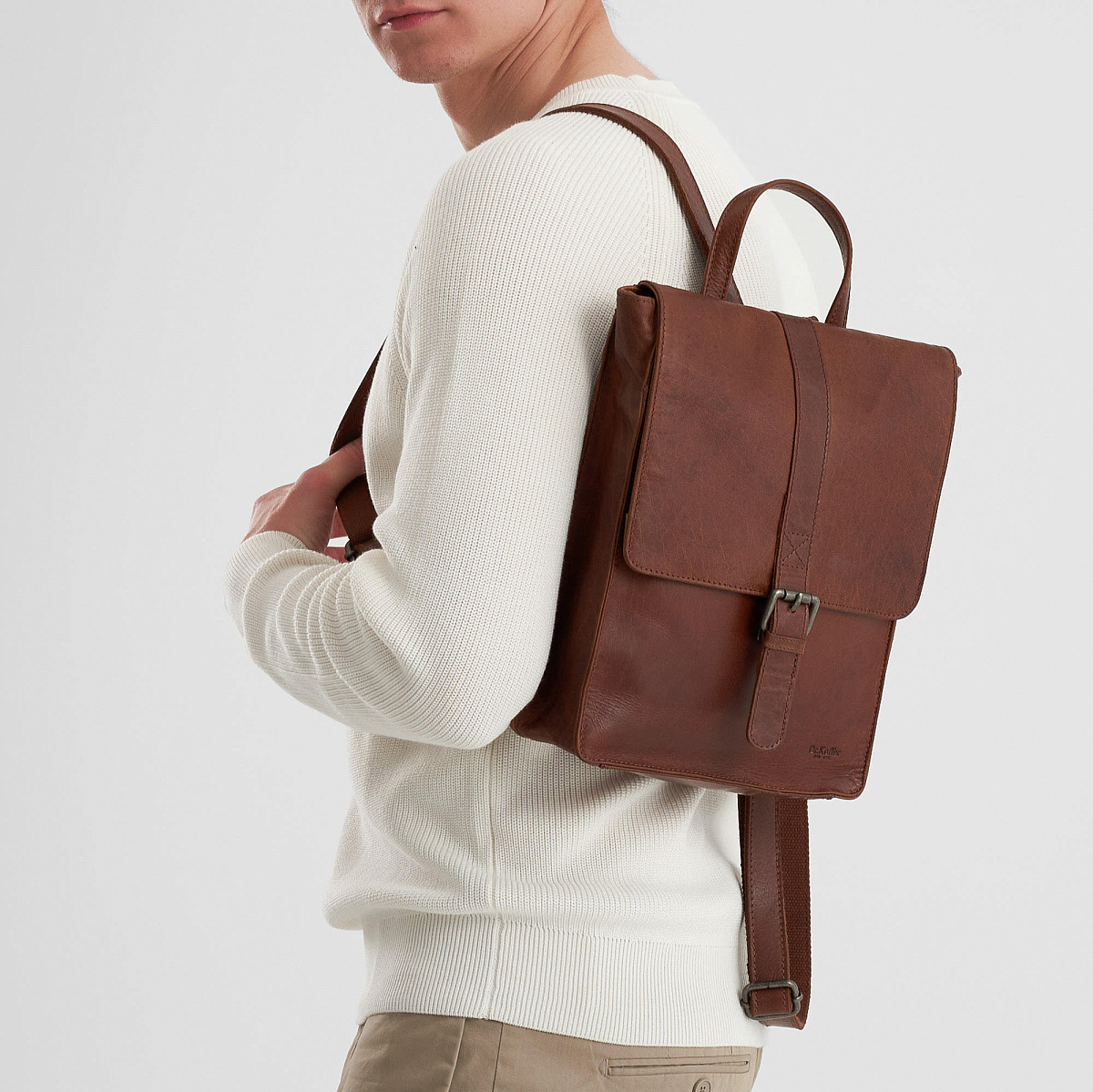 Рюкзак Dr.Koffer из натуральной кожи светло-коричневый