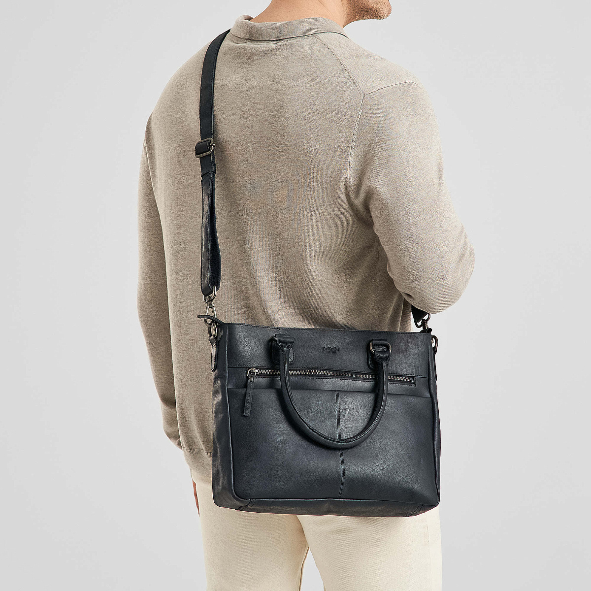 Деловая сумка Dr.Koffer из натуральной кожи синяя