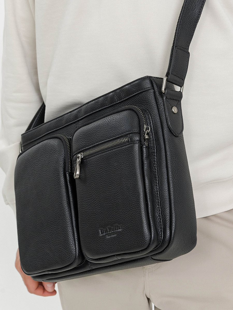 Деловая сумка Dr.Koffer из натуральной кожи черная