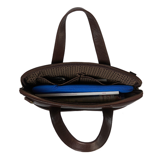 Деловая сумка Dr.Koffer из натуральной кожи темно-коричневая