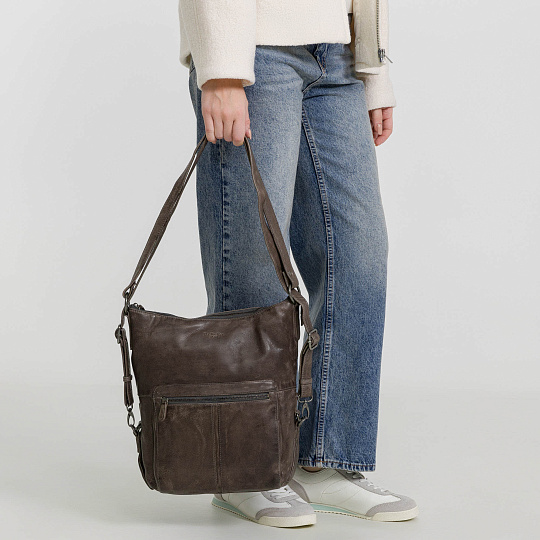 Сумка через плечо Dr.Koffer из натуральной кожи серая